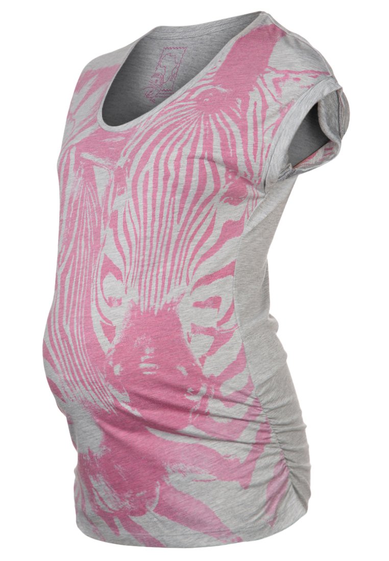 bellybutton T-shirt print lichtgrijs/roze