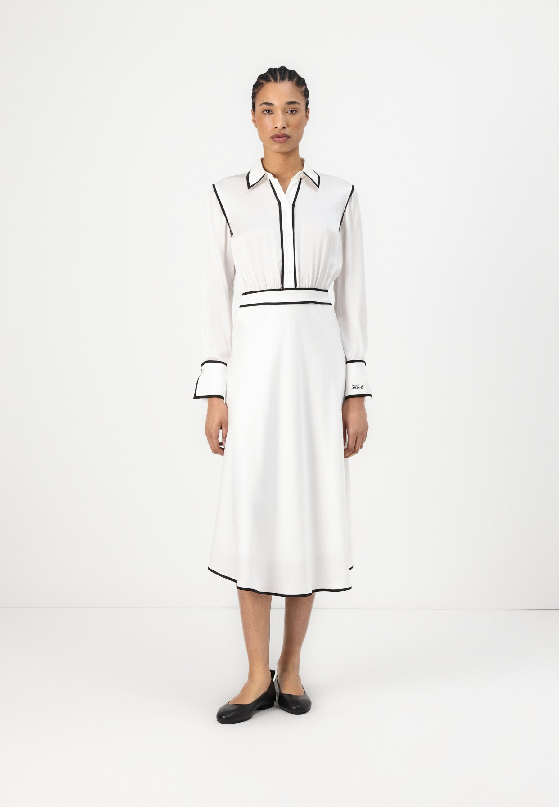 KARL LAGERFELD CONTRAST PIPING DRESS - Shirt dress - pristine/off-white -  Zalando.ie
