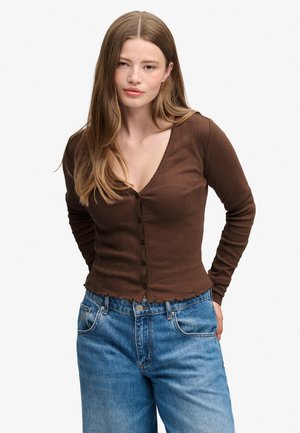 Superdry & Co SUPERDRY ATHLETIC ESSENTIAL POINTELLE CARDIGAN.. - Cardigan - chestnut brown