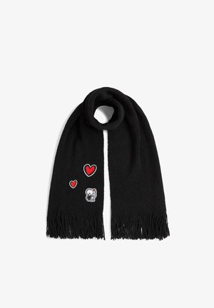 KARL LAGERFELD, IKON FURRY PATCH SCARF - Κασκόλ - black
