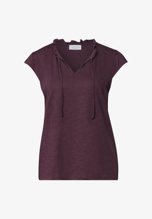 Street One Studio, DROP-SHOULDER SHIRT WITH SPLIT NECK - T-shirts print - very berry