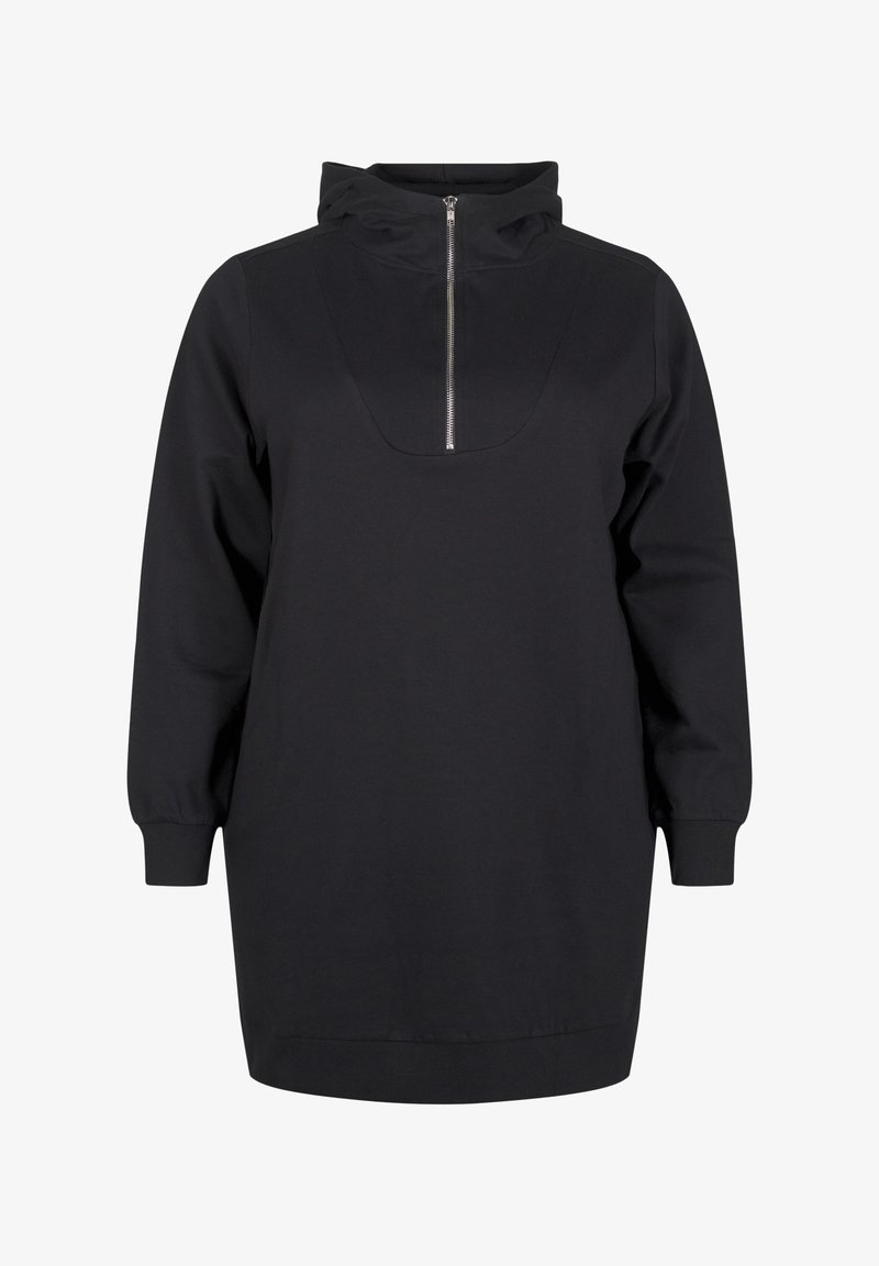 Zizzi MIT UND REISSVERSCHLUSS - Džemperis su gobtuvu - black