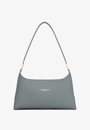 Sac à main Lancaster Paris en cuir gris avec une unique bandoulière et des éléments métalliques dorés.