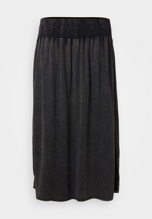 ONLY Carmakoma, CARBAHA LONG SMOCK SKIRT - Denimnederdele - black denim