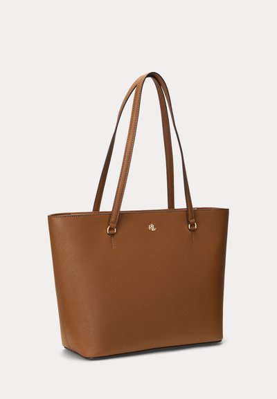 Lauren Ralph Lauren CROSSHATCH LEATHER MEDIUM KARLY TOTE - Дамска чанта - light brown