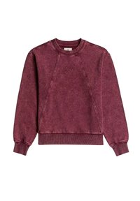 Felpa bordeaux realizzata in morbido tessuto, con collo a giro, maniche raglan, polsini e orlo a costine, e dettagli del logo ricamato.