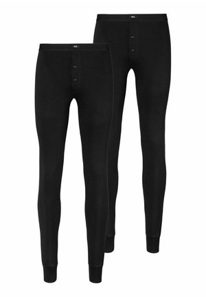 Leggings thermiques noirs en matériau doux, avec une coupe ajustée, une taille élastique et un zip boutonné pour un détail supplémentaire.