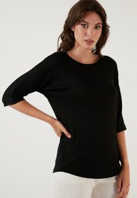 LELA CREW NECK BASIC - Langærmet T-shirt - black