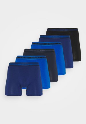 Marineblaue Boxershorts mit einem blauen elastischen Bund, der mit "JBS UNDERWEAR" beschriftet ist, figurbetonte Passform und weiche Stoffoberfläche.