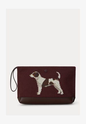 Lauren Ralph Lauren, DOG-EMBROIDERED CANVAS LARGE POUCH - Kulturbeutel - dark garnet/chestnut brown