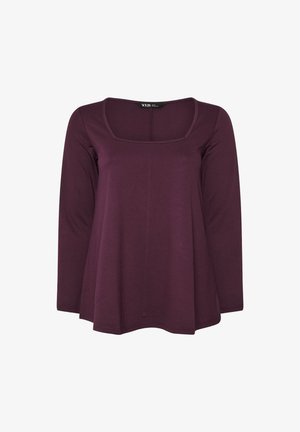 Top burdeos de manga larga con escote cuadrado, hecho de una tela suave, con un corte holgado y costuras mínimas para mayor comodidad.