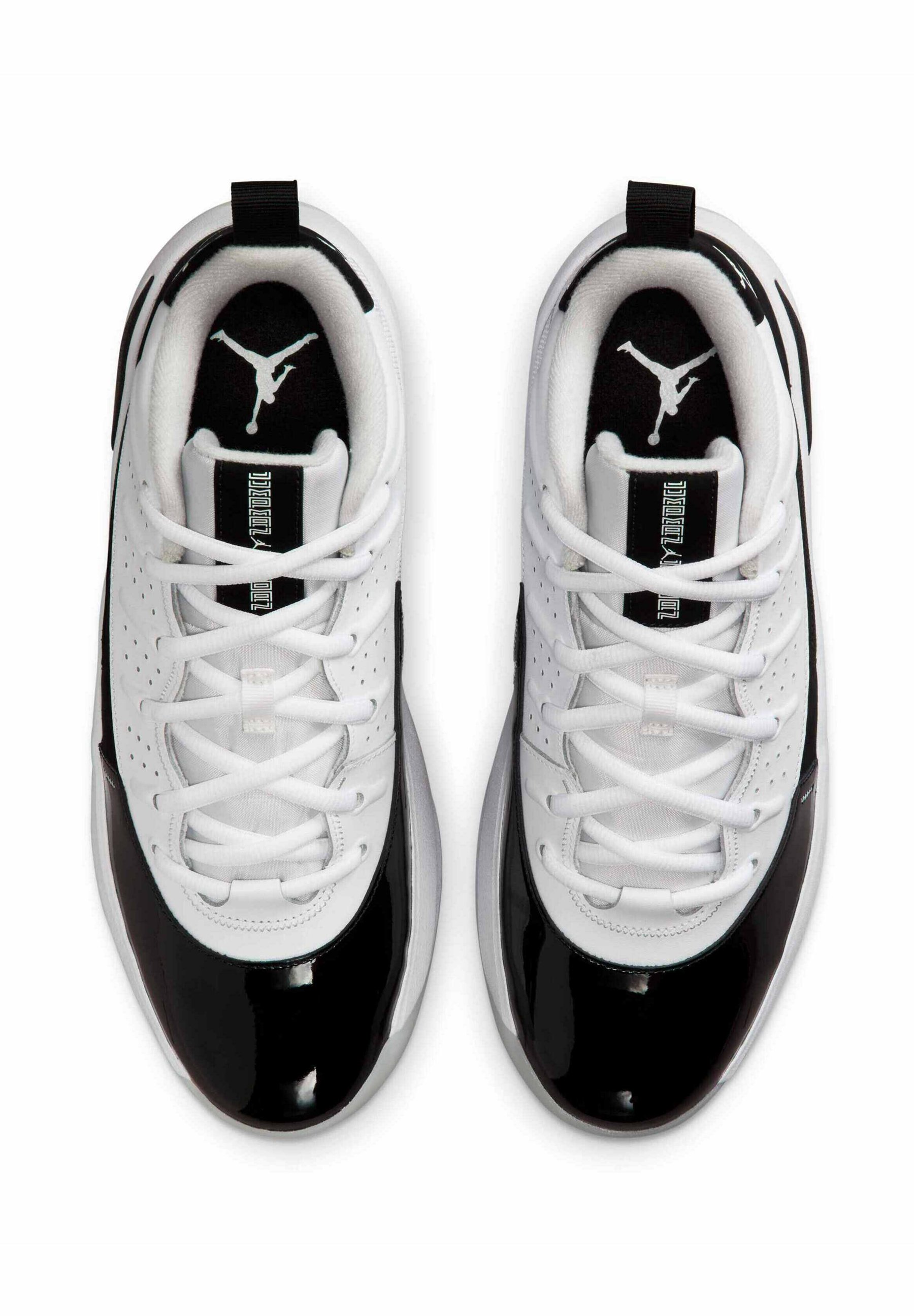 jordan shiny black and white
