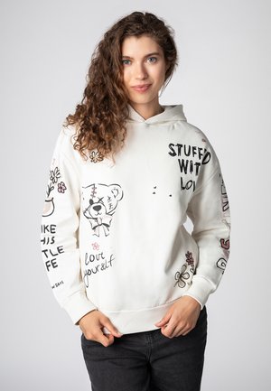 MIT SÜSSEM ALLOVERPRINT - Kapuzenpullover - white