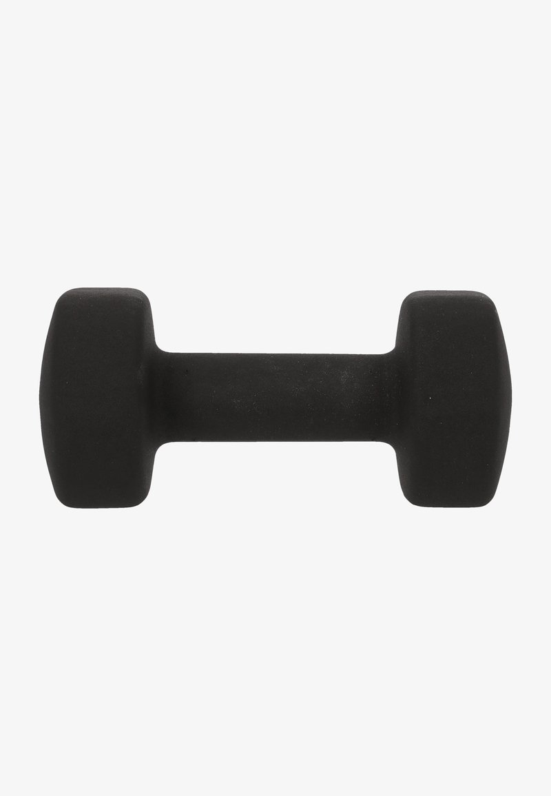 Sort gummiklædte håndvægte med en symmetrisk sekskantet form, med runde ender og en struktureret overflade for bedre greb.