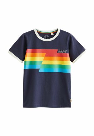 SHORT SLEEVE RAGLAN COLOURFUL - REGULAR FIT - T-Shirt print - navy ecru stripe