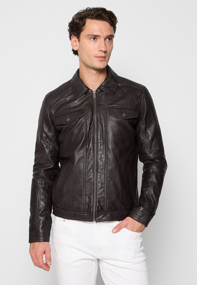 Le Temps Des Cerises Leren jas bruin Le Temps Des Cerises Leren jas bruin