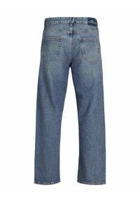 Hellblaue Jeans aus Denim mit geradem Bein, fünf Taschen und strukturiertem Finish. Verfügt über einen festen Bund mit Markenanhänger.