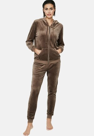 SET TENUE DÉTENTE ZIPPÉE À CAPUCHE - Pyjama - marron