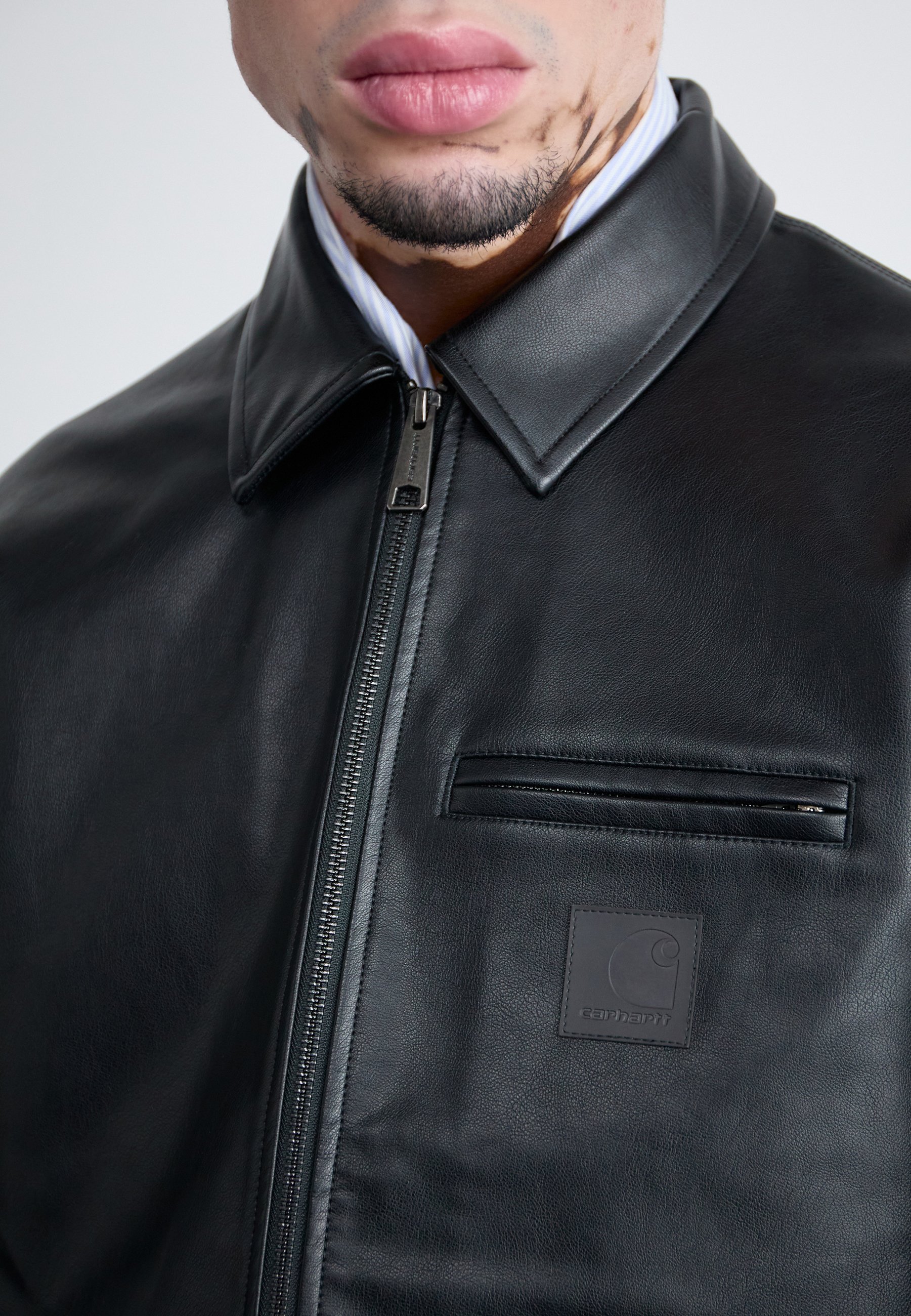Carhartt WIP DETROIT JACKET - Faux leather jacket - black - Zalando