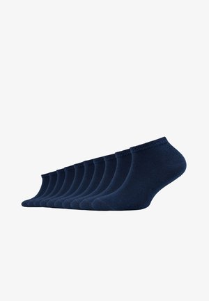 Calzini alla caviglia blu navy, set di dieci, realizzati in una miscela di cotone elasticizzato, caratterizzati da una superficie liscia, polsini a coste e tallone e punta rinforzati.