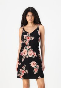 ONLY ONLKARMEN SHORT DRESS  - Denné šaty - black/orange