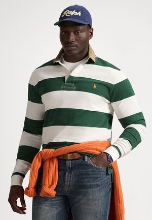 KHAKI-COLLAR STRIPED RUGBY SHIRT - Poloshirts - grass green/trophy cream