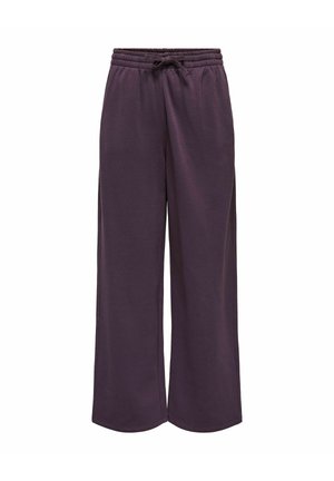 Pantalones de chándal púrpuras de pierna ancha, confeccionados en suave algodón, con una cinturilla elástica y cordón para un ajuste ajustable.