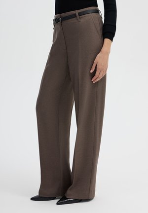 Terranova, PANTALONI MAXI WIDE LEG A TINTA UNITA - Pantaloni - beige scuro melange