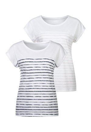 T-shirt con stampa - weiß-navy / weiß-rosé