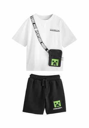 Next REGULAR FIT - MINECRAFT BAG T-SHIRT AND SHORTS SET - Tréningruha alsók - white black