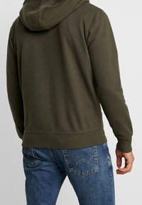 Solid Sudadera con cremallera - olive