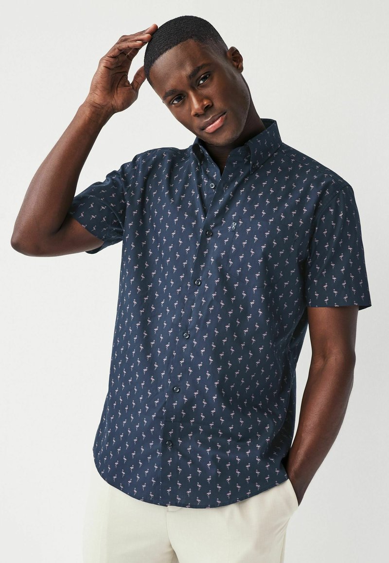 Next OXFORD FIT SHORT SLEEVE REGULAR FIT - Pluus - navy blue flamingo