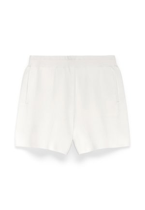 Witte shorts gemaakt van lichtgewicht materiaal, met een gladde textuur, twee zijzakken en een relaxte pasvorm.