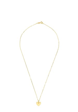 Gold necklace with a delicate chain and a heart-shaped pendant. The pendant features a smooth, shiny surface with no embellishments.