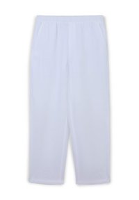 Weiße, leichte, atmungsaktive Hose mit einem elastischen Bund und seitlichen Taschen. Gerade Beinform mit einer glatten Textur.