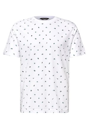 Street One MEN, T-SHIRT WITH CREW NECK AND ALL-OVER PRINT, biały