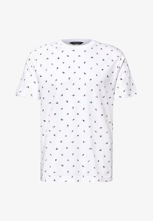 Street One MEN, T-SHIRT WITH CREW NECK AND ALL-OVER PRINT, biały