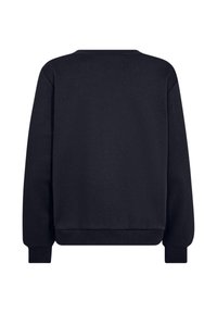 Zwarte sweatshirt met ronde halslijn, ribbelboorden en zoom. Glad katoenen stof met een relaxte pasvorm en minimale ontwerpelementen.