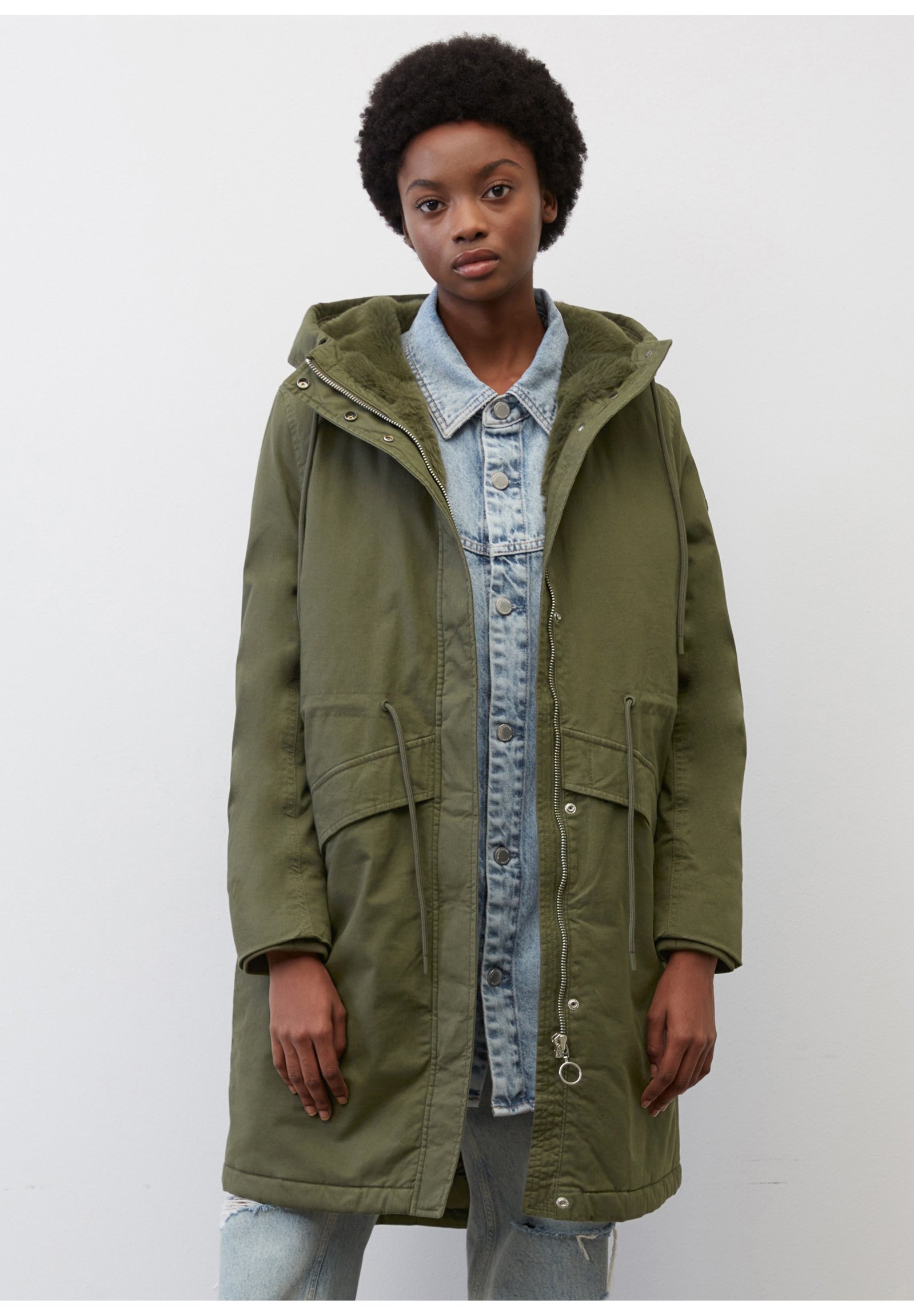 Hood Marco Polo Daunenjacke Damen Oliv Jacke Marco Polo