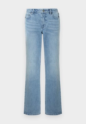 Lichtblauwe jeans met rechte pijpen, gemaakt van denim. Voorzien van vijf zakken, een knoopsluiting en subtiele vervaging voor een gedragen uitstraling.
