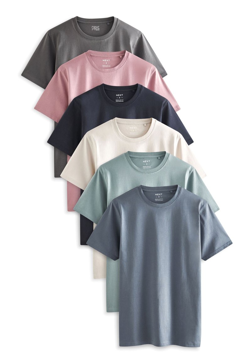 Next 6 PACK REGULAR - Paprasti marškinėliai - grey black blue light blue white pink