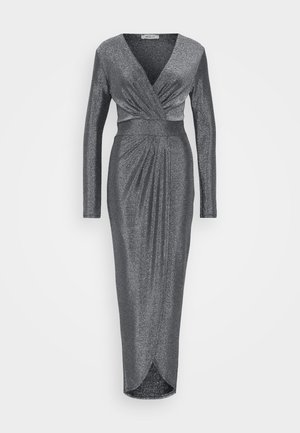 WAL G TALL, LOLA GLITTER WRAP DRESS - Společenské šaty - silver