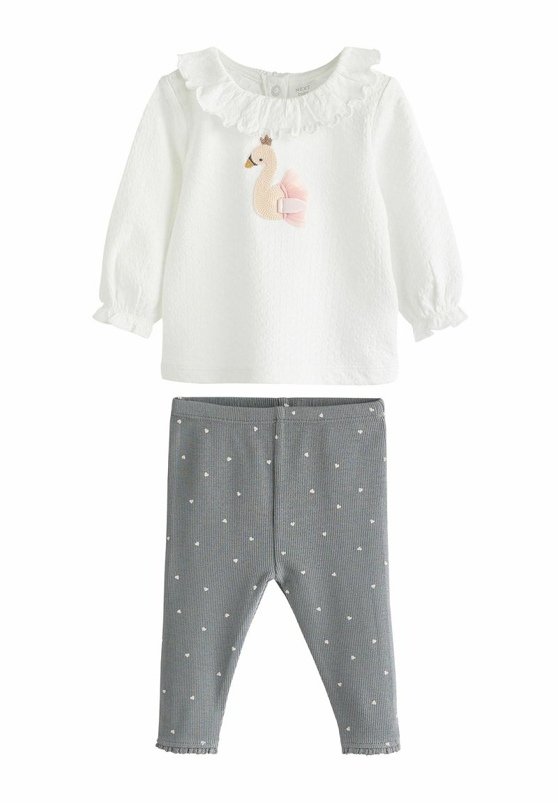 Next SET - REGULAR FIT - Legging - white charcoal grey swan