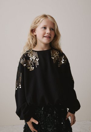 Next REGULAR FIT - LONG SLEEVE SEQUIN BUBBLE HEM - Sweatshirt - black