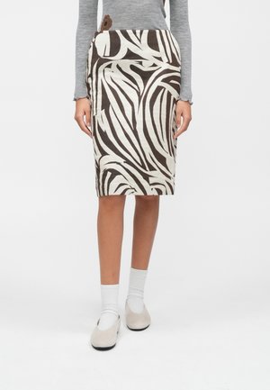 VALAA JOKURAITA - Jupe crayon - light beige/dark brown
