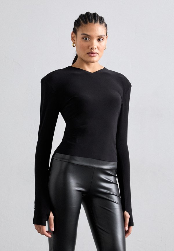 LONG SLEEVE SHOULDER PAD V NECK - Long sleeved top