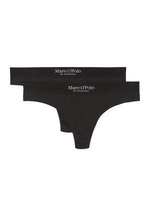 Zwarte katoenen strings met ribbelstructuur en brede tailleband, met het Marc O'Polo-logo in het wit. Verpakking van twee.