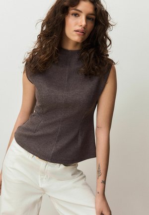 REGULAR FIT -  LOOK CINCHED SLEEVELESS  - Tops - taupe