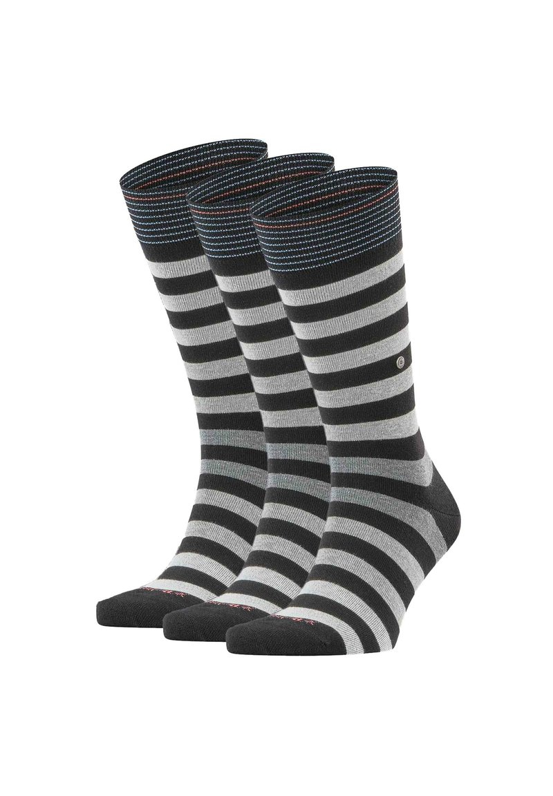 Burlington 3ER PACK STREIFEN LOGO ONE SIZE - Calze - schwarz grau