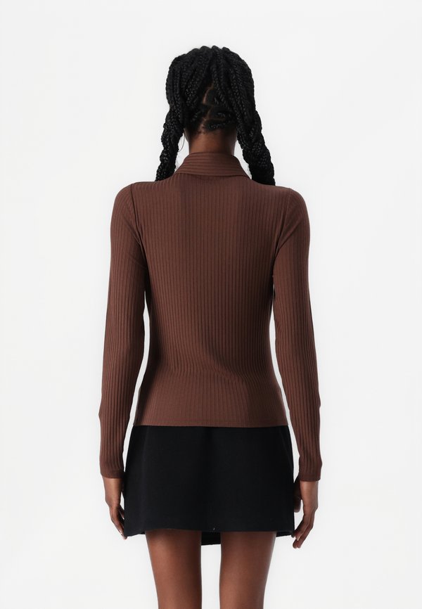 Long-Sleeve Wide Rib Polo Top - Polo shirt - chicory coffee3